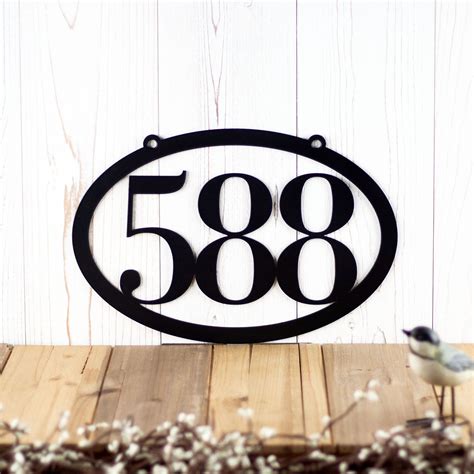 Metal House Number Sign, Hanging Oval Address 